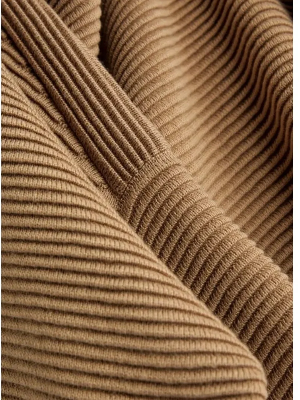 EILEEN FISHER Camel Ribbed Organic Cotton-Blend Crewneck Sweater